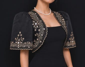 Traje de Mestiza Embroidered Bolero Maria Clara Filipiniana Black Formal Philippine National Costume #5562A