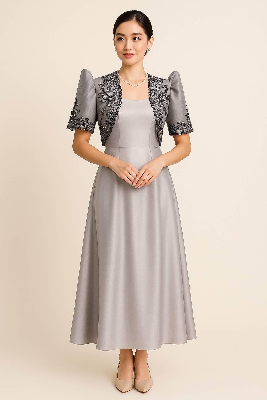 silver bolero jackets for evening dresses Chiffon Bolero Jacket by Eva Fashion 3277 main image 0