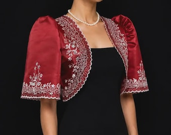 Traje de mestiza Embroidered Bolero Maria Clara Terno Philippine National Fashion Embroidered Costume