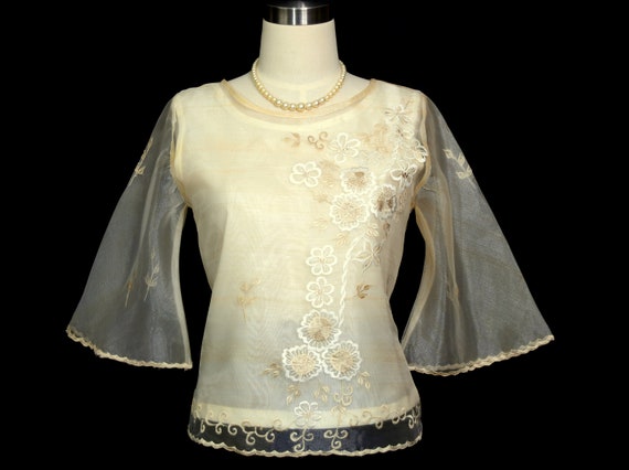 Floral Transparent Pink Lace White Inner Top Blouse Floral Transparent Pink Lace White Inner Top Blouse