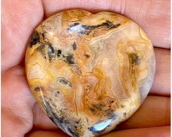 Crazy Lace Agate Heart Worry Stone 1.5" x 1.5" #63