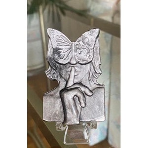 Silver Sheen Obsidian Mask Carving 1.8&quot; x 2.8&quot; w/stand #M101 Sale