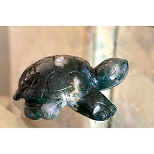 Moss Agate Carved Turtle 2.2&quot; x 2&quot; #499 Sale