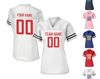 Personalized Football Jersey, Team Fan Jersey, Customized Football JERSEY, Team Adult Women Jersey, Make Your Own Name and Number Jersey