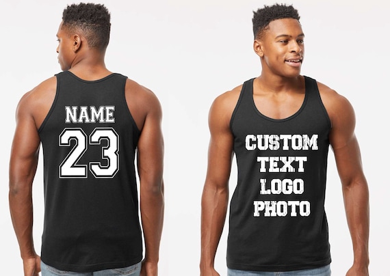 Camiseta sin mangas personalizada camiseta sin mangas unisex con texto personalizado para hombres mujeres diseno personalizado camiseta sin mangas de despedida de soltera personalizada impresion front...