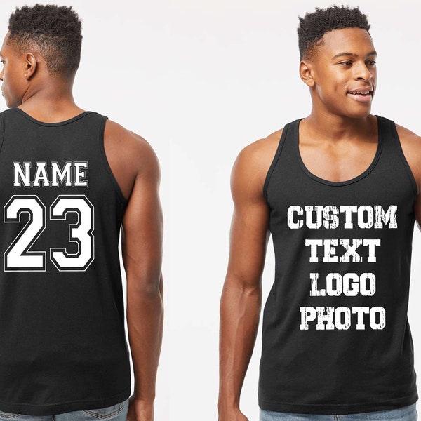 Personalized Tank Top, Custom Text Unisex Tank Top for Men, Women, Custom Design, Custom Bachelorette Tank Top, Front Back Print