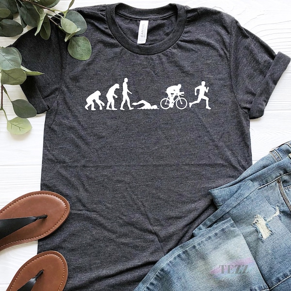 Evolution Triathlon Shirt, Triathlon T-Shirt Evolution of Man, Evolution shirt, Funny Triathlon Shirt, Triathlon Shirt