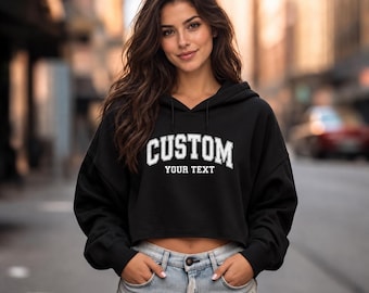 Women's Cropped Hoodie: Custom College Letters - Team or Logo Design