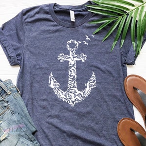 Anchor Shirt, Nautical T-Shirt, Sailing Graphic Tee, Boat Lover Top, Maritime Clothing, Ocean Lover Shirt, Coastal Style Tee
