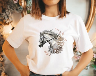 Horse Shirt Horse Portrait T-Shirt, Horse Lover Gift, Equestrian Graphic Tee, Country Girl Tee, Horse Riding Top, Animal Lover Shirt