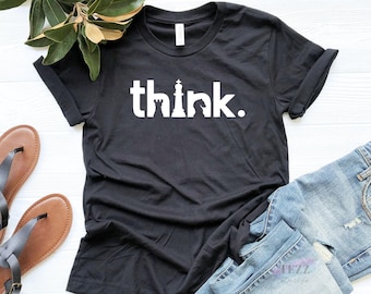 Think Chess Shirt, Minimalist Checkmate Tee | Cotton Jersey | Gambit Style For Players Gift
