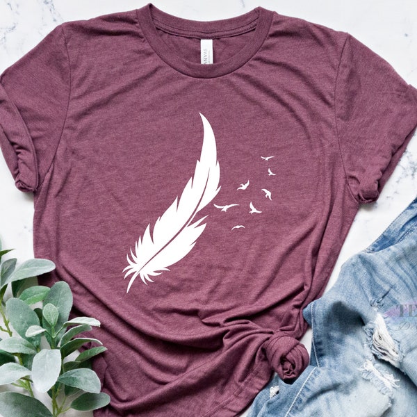 Feather Shirt, Feather Birds Shirt, Graphic Tee, Gift For Bird Lover, Feather Tee