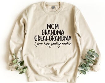 Great-Grandma Sweatshirt, Baby Reveal Design (Unisex S-5XL)