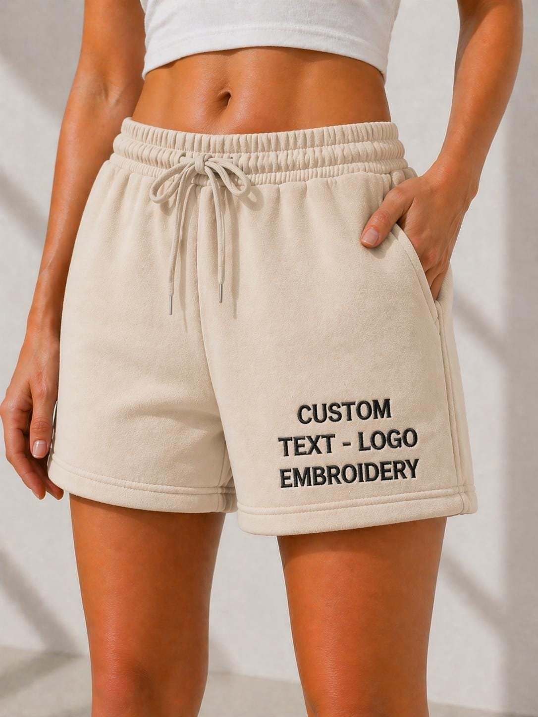 Custom Embroidered Fleece Shorts: Personalized Logo - Text