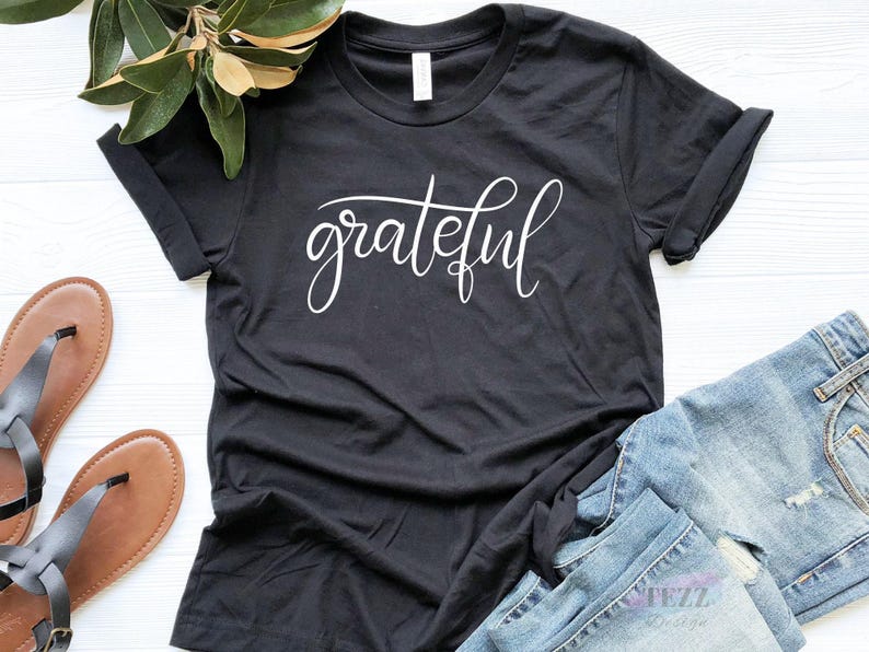Grateful Shirt, Thankful Christian Tee | Inspirational Womens Apparel | Cotton Blend, Retail Fit image 4