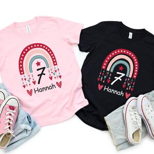 Custom Birthday Girl Shirt, 7th Birthday Shirt, Personalized Rainbow Birthday Shirt, Seven Birthday Gift, Seventh Birthday Tee image 4