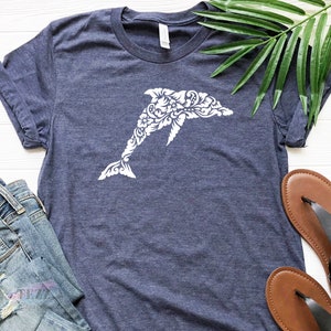 Dolphin Floral Shirt | Dolphin gifts | Dolphin Shirts For Women and Girls | Cute Dolphin Lover Gift Tee Idea