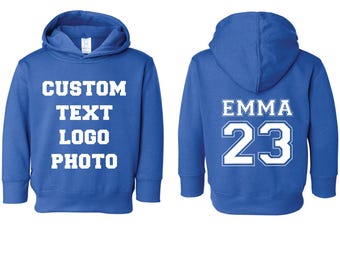 Custom Hoodie, Personalized Text and Logo (Youth to Adult Sizes)