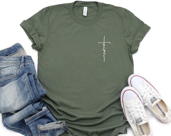 Faith Cross Shirt, Faith T-Shirt, Christian Shirt, Vertical Cross, Faith Cross, Religious Shirt, Faith Hope and Love, Disciple, Grace