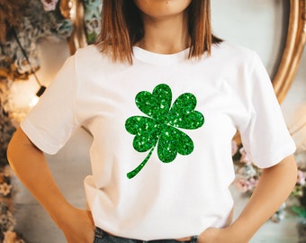 Lucky Shirt, Glitter Shamrock Shirt, irisches T-Shirt, Frauen Glitter Patrick's Day Shirt, St Patricks Day T-Shirt, Shamrock Shirt Frauen
