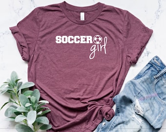 Chemise fille de football, chemise de football fille, chemise de ballon de football, t-shirt de football fille, cadeau football pour fille