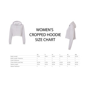 a women's cropped hoodie size chart