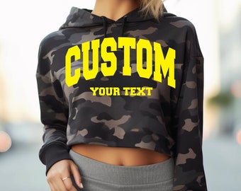 Personalized cropped hoodies, Women's Cropped Hoodie, Custom Crop Hooded Sweatshirt, Team hoodies, Personalized College Letters Hoodie