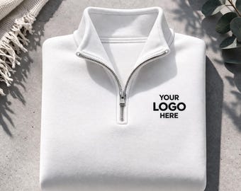 Personalized Quarter Zip Sweatshirt: Custom Logo - Cozy Fit