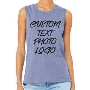 Personalized Women&#39;s Jersey Muscle Tank, Custom Sleeveless Shirt, Your Logo Shirt, Your Design Muscle Tank, Personalized Text On Shirt