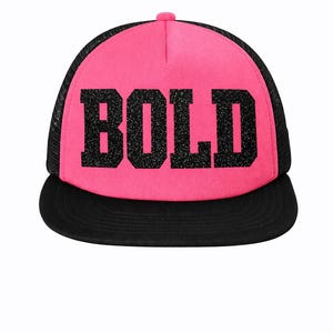 Sparkle Trucker Cap, Custom Text Flat Bill (Adjustable Snapback)