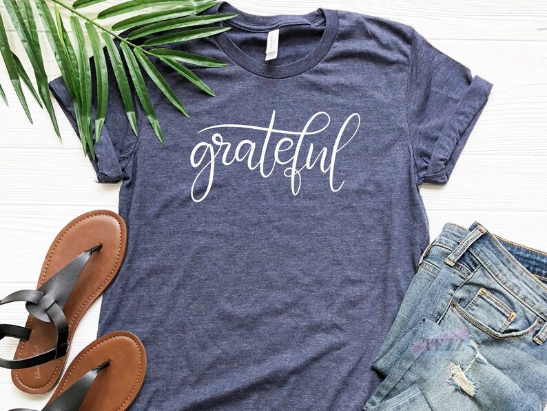 Grateful Shirt, Thankful Christian Tee | Inspirational Womens Apparel | Cotton Blend, Retail Fit image 5