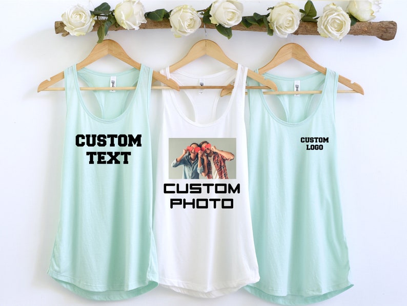 Custom Text Tank Top, Personalize Tank Top, Custom Design Tank, Custom Birthday Tank, Custom Bachelorette Tank Top, Front Back Printing image 1