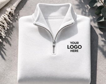 Personalized Quarter Zip Sweatshirt: Custom Logo - Cozy Fit