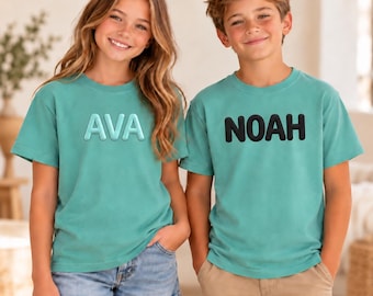 Kids Birthday Puff Print Shirt, Custom Name or Age Comfort Colors Youth Tee, Birthday Party Outfit