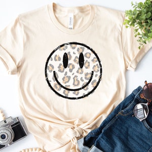 Smile Shirt, Leopard Happy Face Shirt, Leopard Smiling Face Tee, Smile Leopard Tee, Trendy Smile Face Shirt, Positivity Shirt Smile Tee
