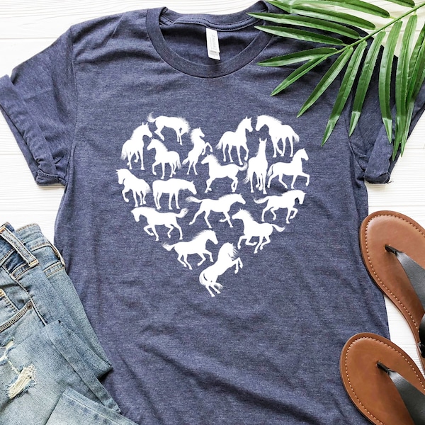 Horse  Heart Shirt, Horse Lover Tee, Horses Heart T-Shirt, Horse Lover Gift, Horse Silhouette Shirt, Equestrian Tee, Gift For Horse Owner