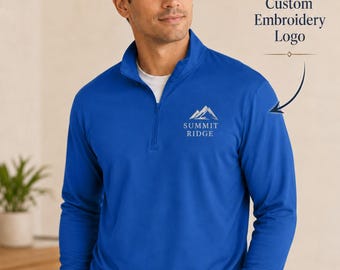 Custom Embroidered Quarter Zip Pullover: Moisture-Wicking, Unisex