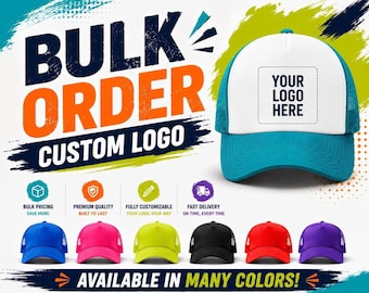 Custom Logo Hats Bulk, Personalized Mesh Snapback Caps, Small Business Promo Hat, Custom Trucker Hat for Events & Teams