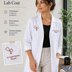 Custom Embroidered Lab Coat: Personalized Name & Logo