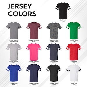 a collection of various colored t-shirts, each with different patterns and designs, arranged in a grid format.