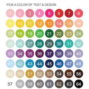 a grid of color swatches, each representing a different color, along with numbers ranging from 1 to 57. The numbers are used to identify the color swatches.