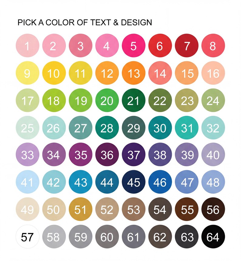 a grid of color swatches, each representing a different color, along with numbers ranging from 1 to 57. The numbers are used to identify the color swatches.