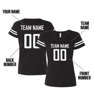 A black sports jersey with the text "TEAM NAME 00" and "00" printed on it, along with the numbers "00" and "00" and the text "TEAM NAME" and "00" printed on the back and front, respectively.
