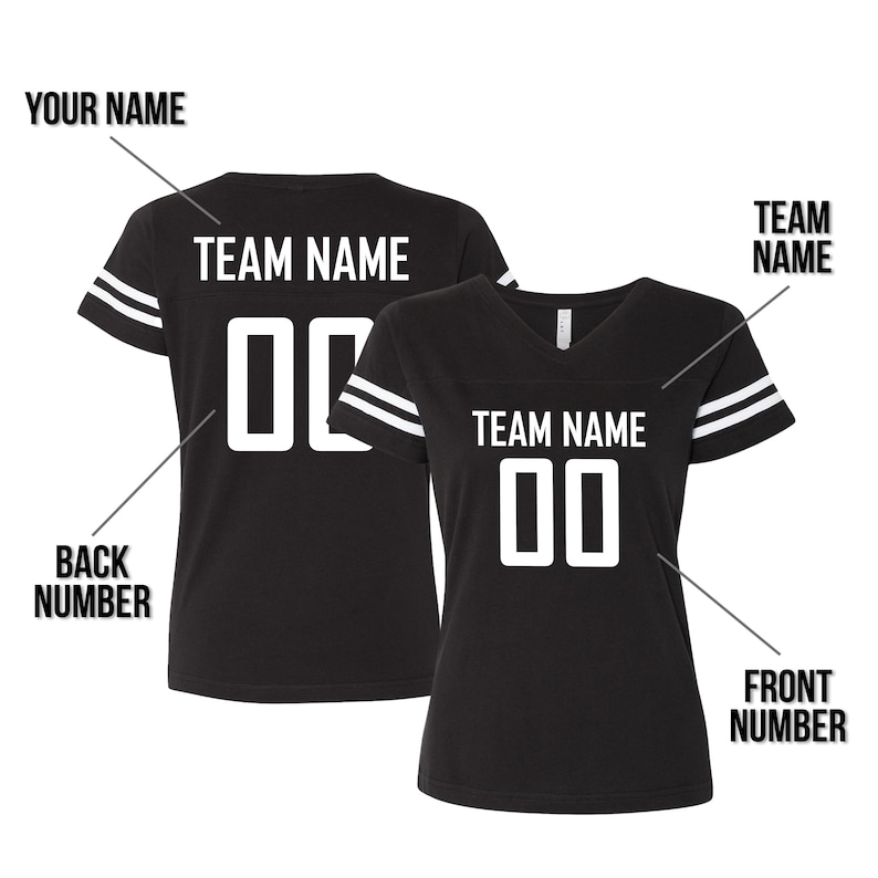 A black sports jersey with the text "TEAM NAME 00" and "00" printed on it, along with the numbers "00" and "00" and the text "TEAM NAME" and "00" printed on the back and front, respectively.