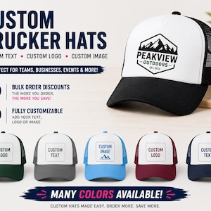 Custom Mesh Trucker Hat, Logo Snapback (Adjustable, Unisex)