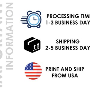 a white poster with a clock and other business related items