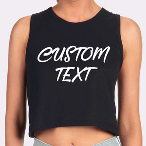 Personalized Crop Tank Top, Custom Text Women Crop Tank Top, Custom Design Tank, Custom Bachelorette Crop Tank Top, Front Back Printing