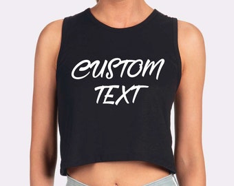 Personalized Crop Tank Top, Custom Text Women Crop Tank Top, Custom Design Tank, Custom Bachelorette Crop Tank Top, Front Back Printing