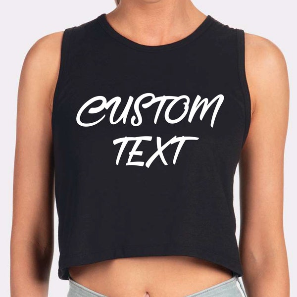 Personalized Crop Tank Top, Custom Text Women Crop Tank Top, Custom Design Tank, Custom Bachelorette Crop Tank Top, Front Back Printing