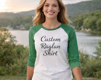 Custom Baseball Raglan Shirt, Team Colors (Unisex XS-3XL)